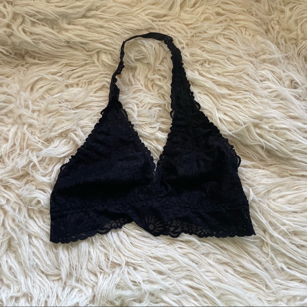 Victoria’s Secret PINK halter black lace bralette